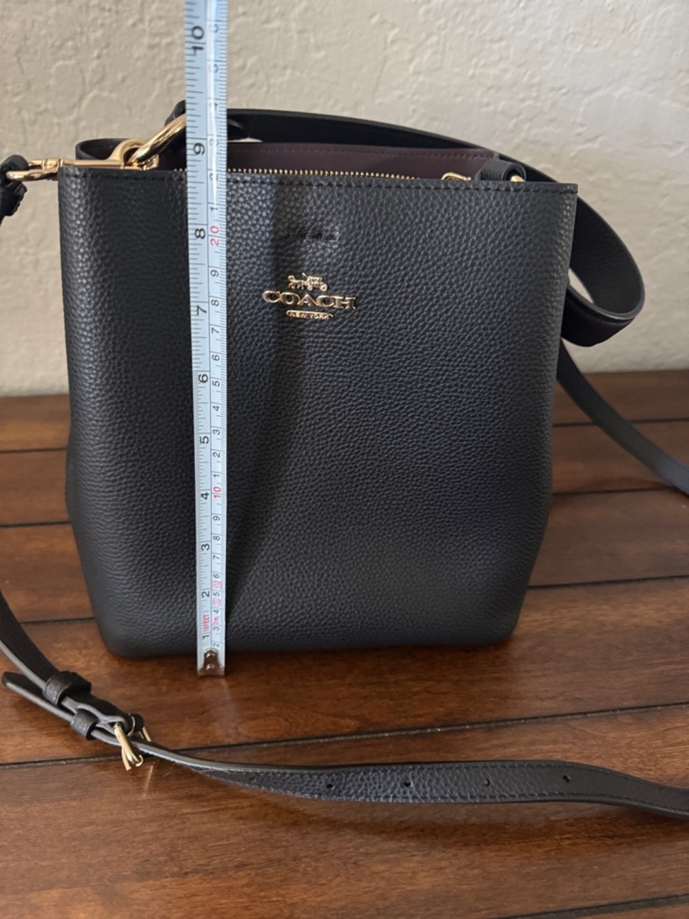 Coach Black Pebbled Leather Mini Crossbody with Gold Hardware